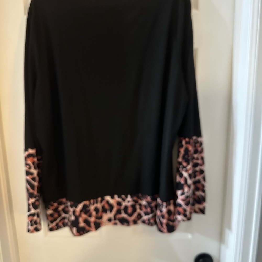 Black Top with Leopard Print Accents